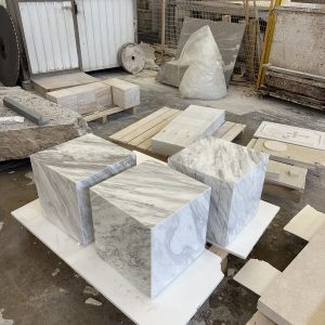 VOLAKAS MARBLE HONED SIDE TABLE (CUBE)